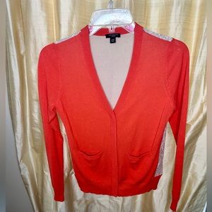 SOLD * Ann Taylor coral and lace cardigan